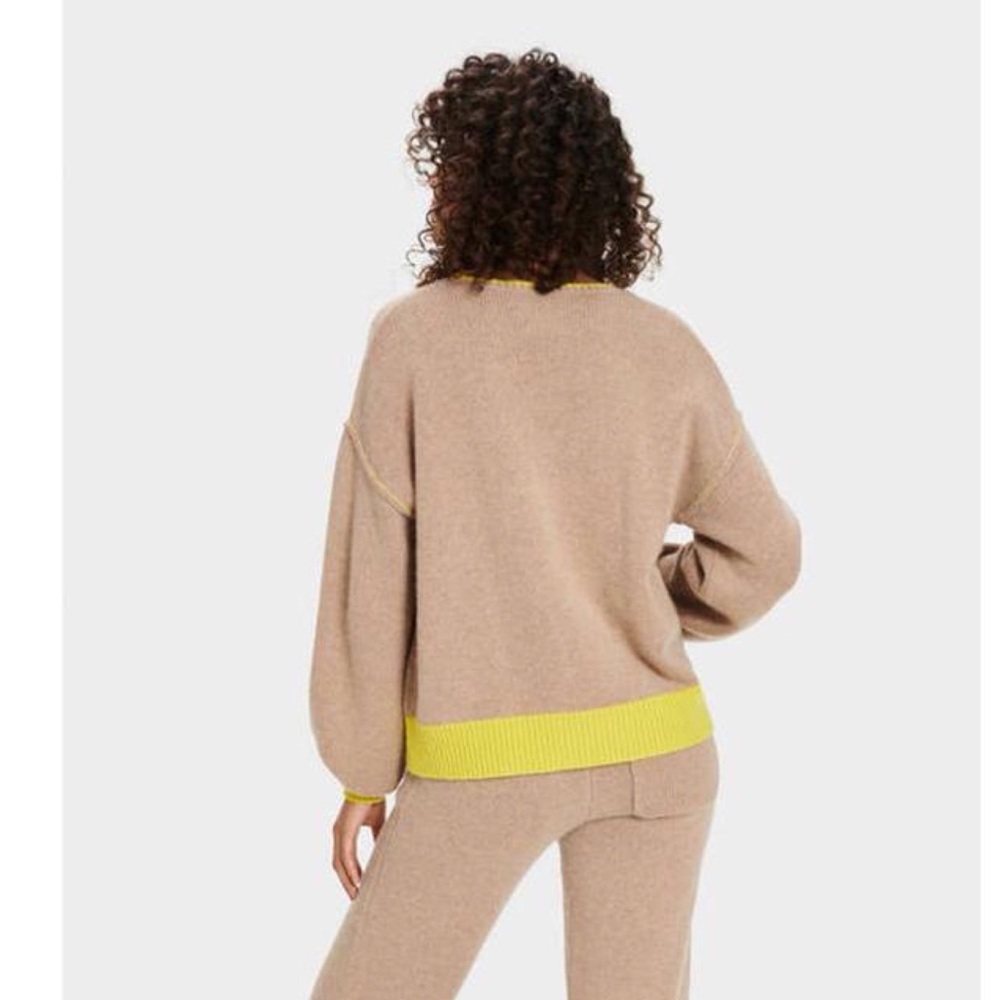 UGG Renata Contrast Trim Cashmere Blend Sweater, Size Medium 🤩 BR1-E - Picture 4 of 9